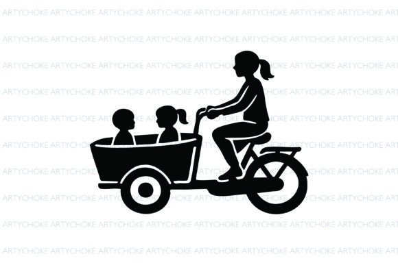 Bakfiets Mom and Kids SVG: A Charming Embroidery Choice