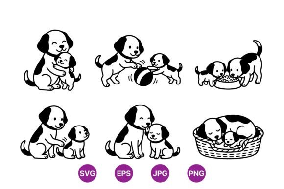 Cute Puppy Mom and Baby SVG: A Charming Embroidery Design