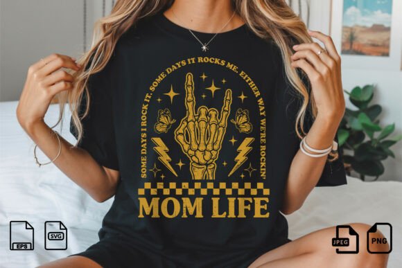 Mom Life Rockin SVG Design: A Bold Embroidery Choice