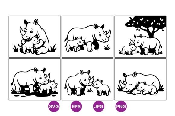 Review: Cute Rhino Mom and Baby SVG for Embroidery