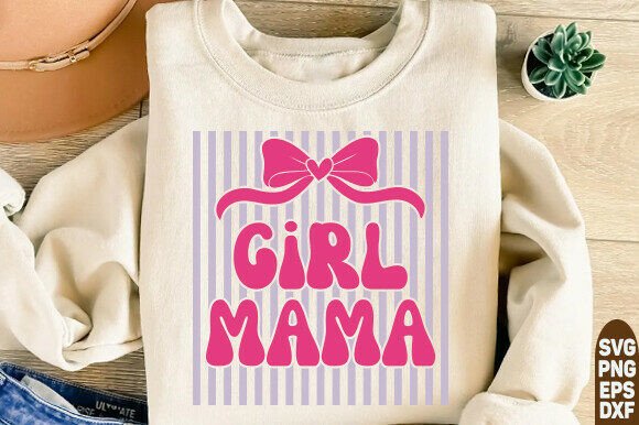 Trendy Striped Girl Mama SVG for Embroidery